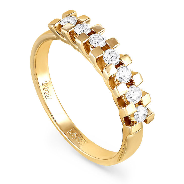 Кольцо в желтом золоте с бриллиантами