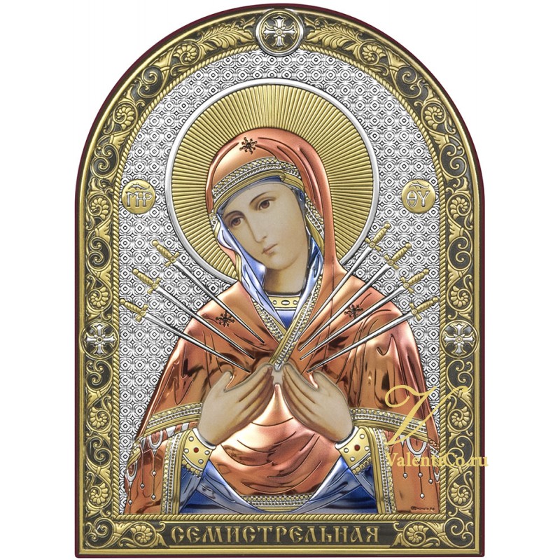 Икона Божией Матери Семистрельная в гальванопластике