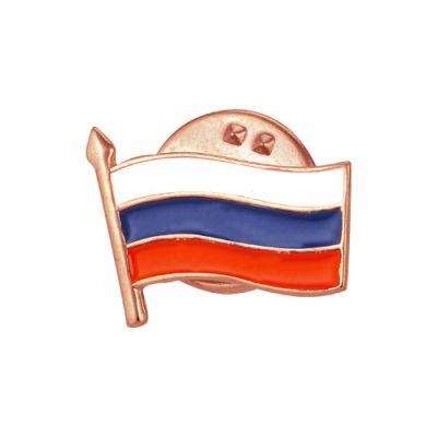 Значок в позолоте флаг России