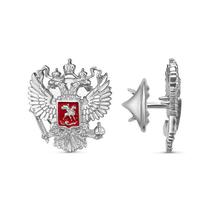 Значок Герб РФ в серебре с эмалью