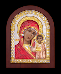 Икона Божия Матерь Казанская в биметалле с золочением