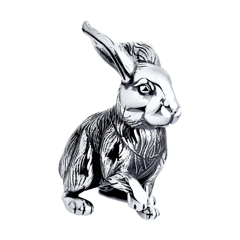 Статуэтка заяц в серебре с чернением