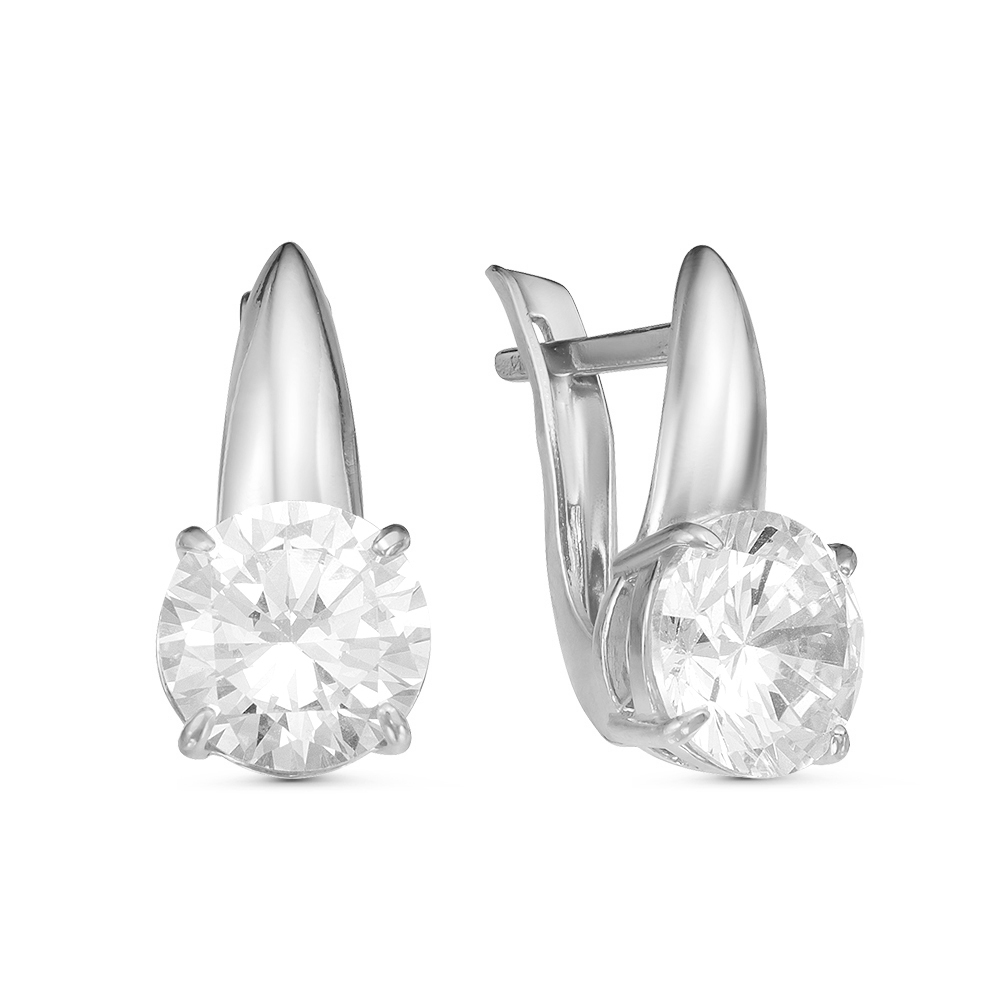 Серьги в серебре с фианитом