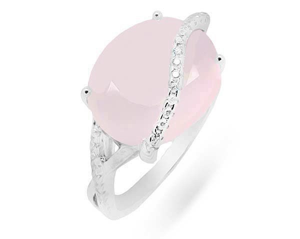 Кольцо в серебре с розовым кварцем и цирконами