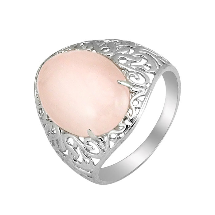 Кольцо в серебре с розовым кварцем