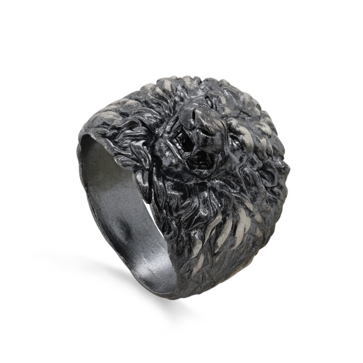 Кольцо в серебре с черным родием