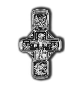 Подвеска крест нательный в оксидированном серебре