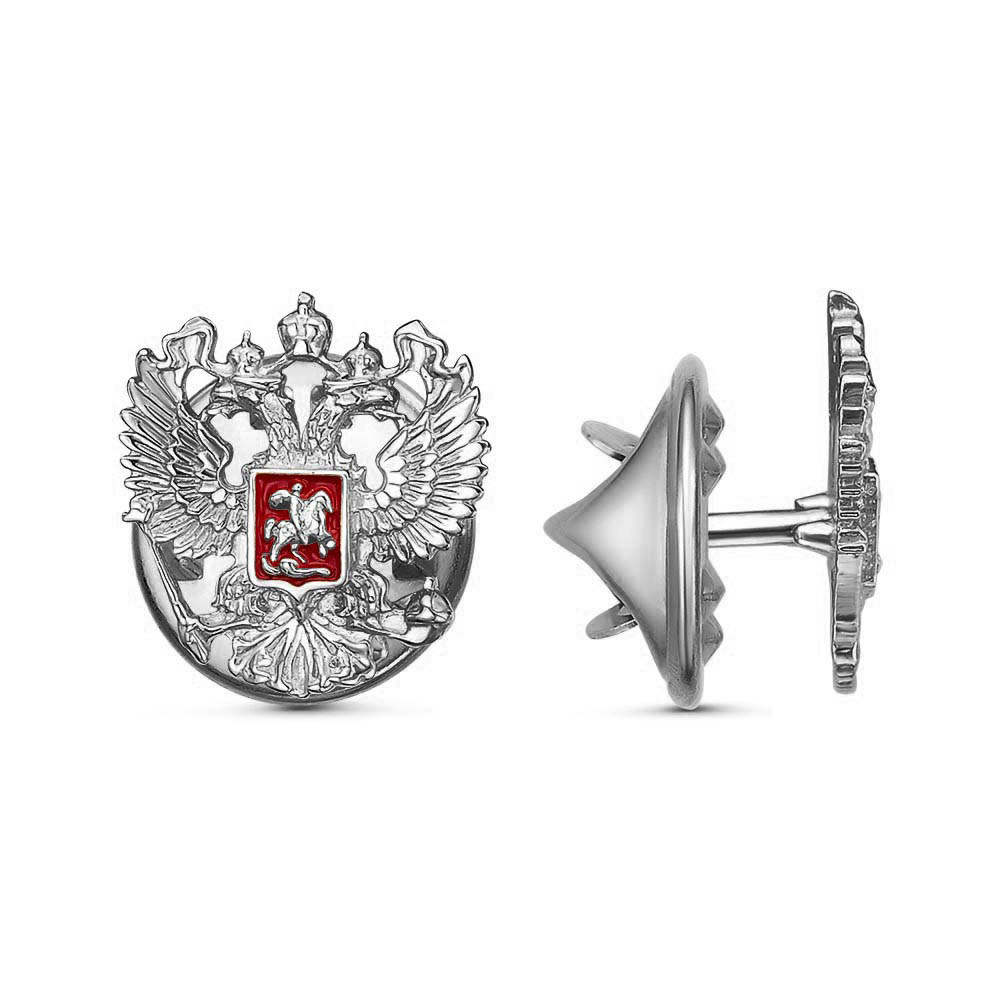 Значок герб РФ в оксидированном серебре