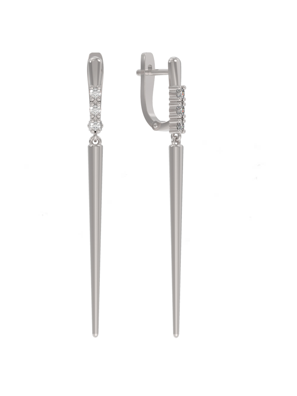 Серьги в серебре с фианитами