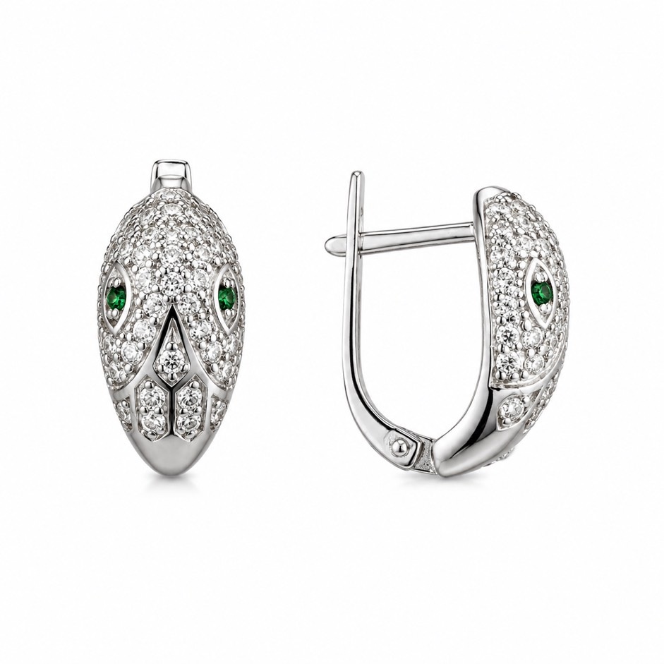 Серьги в серебре с фианитами
