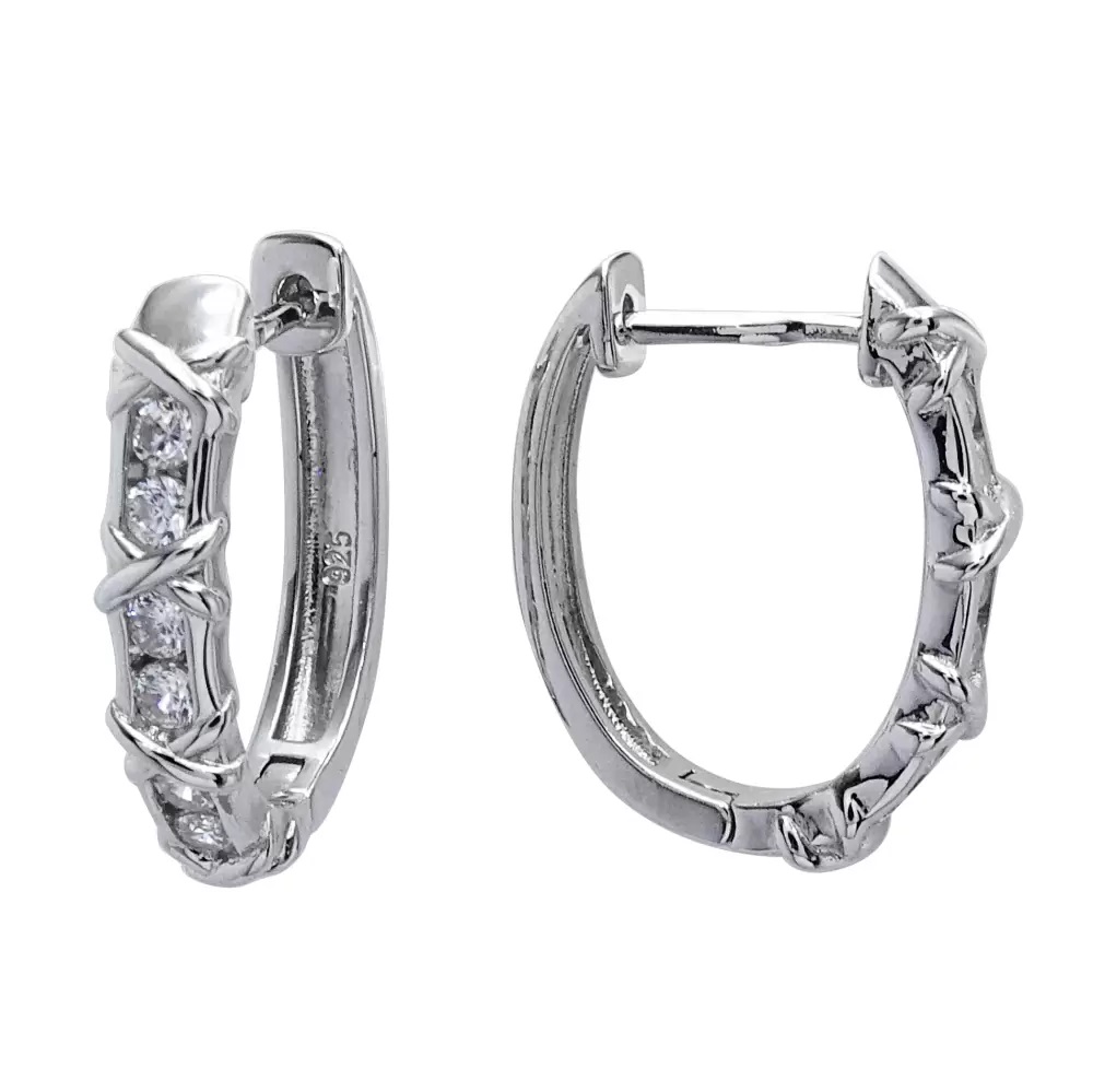 Серьги в серебре с фианитами