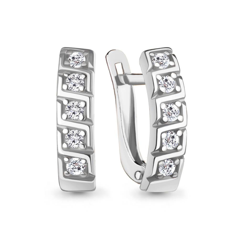 Серьги в серебре с фианитами