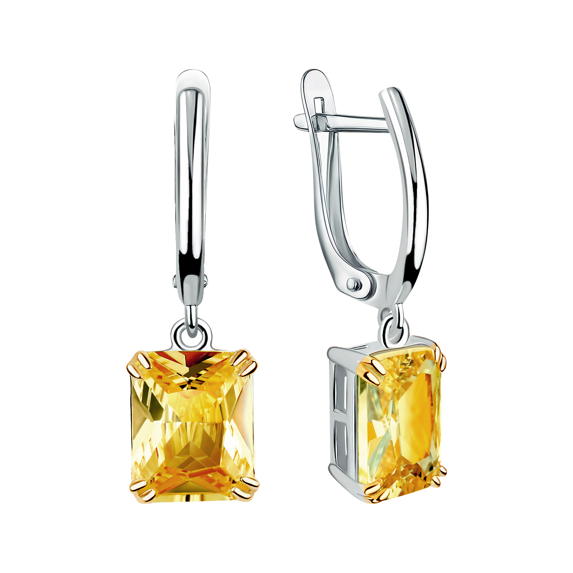 Серьги в серебре с фианитом