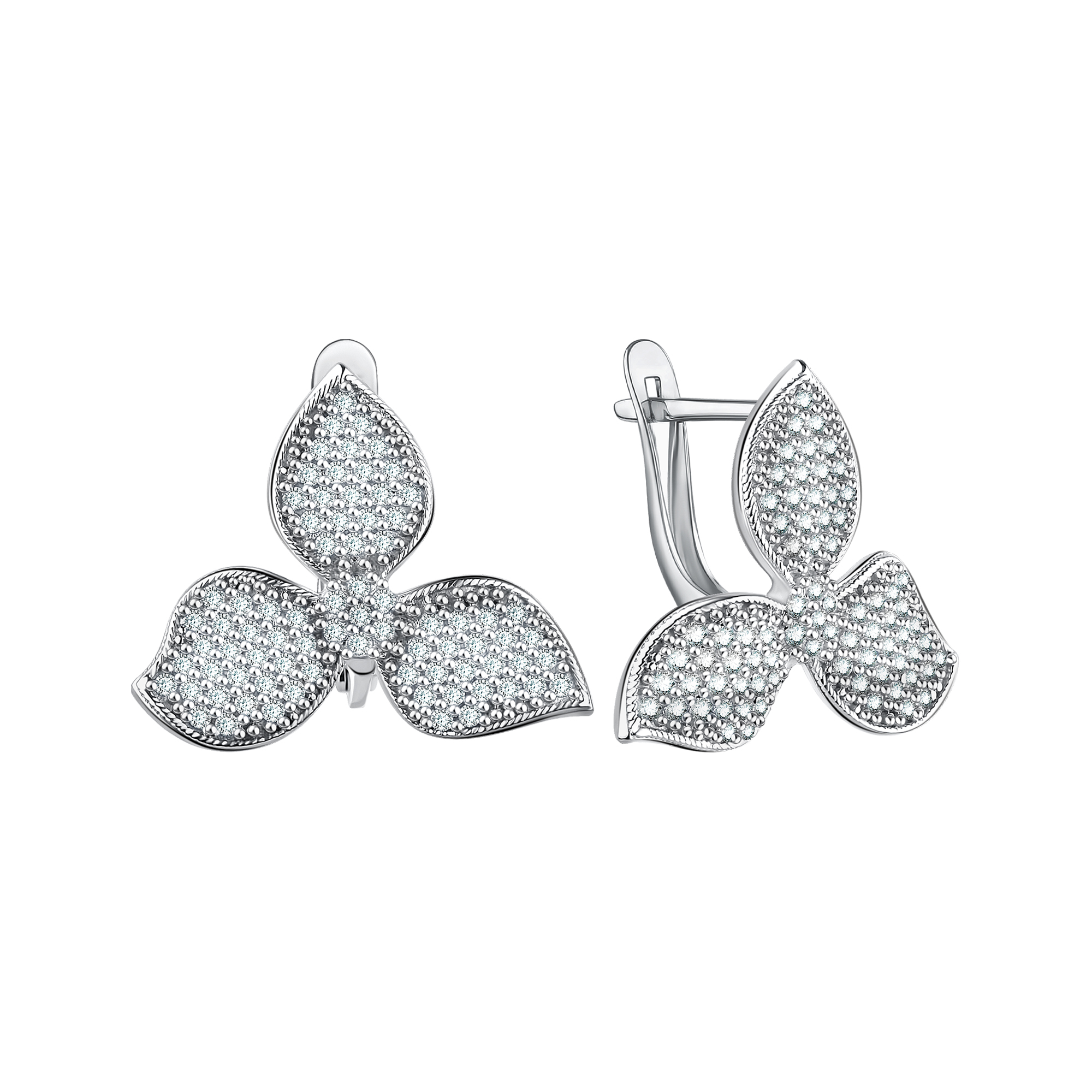 Серьги в серебре с фианитами