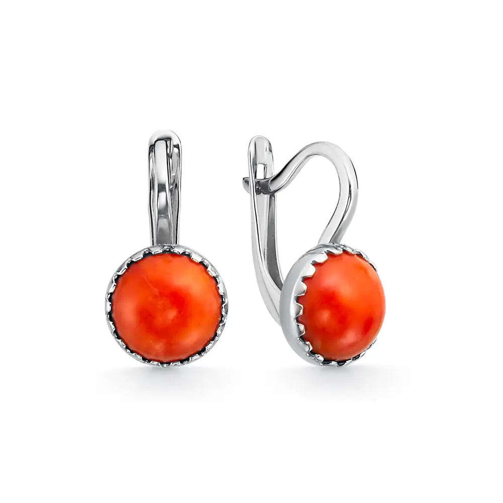 Серьги в серебре с кораллом