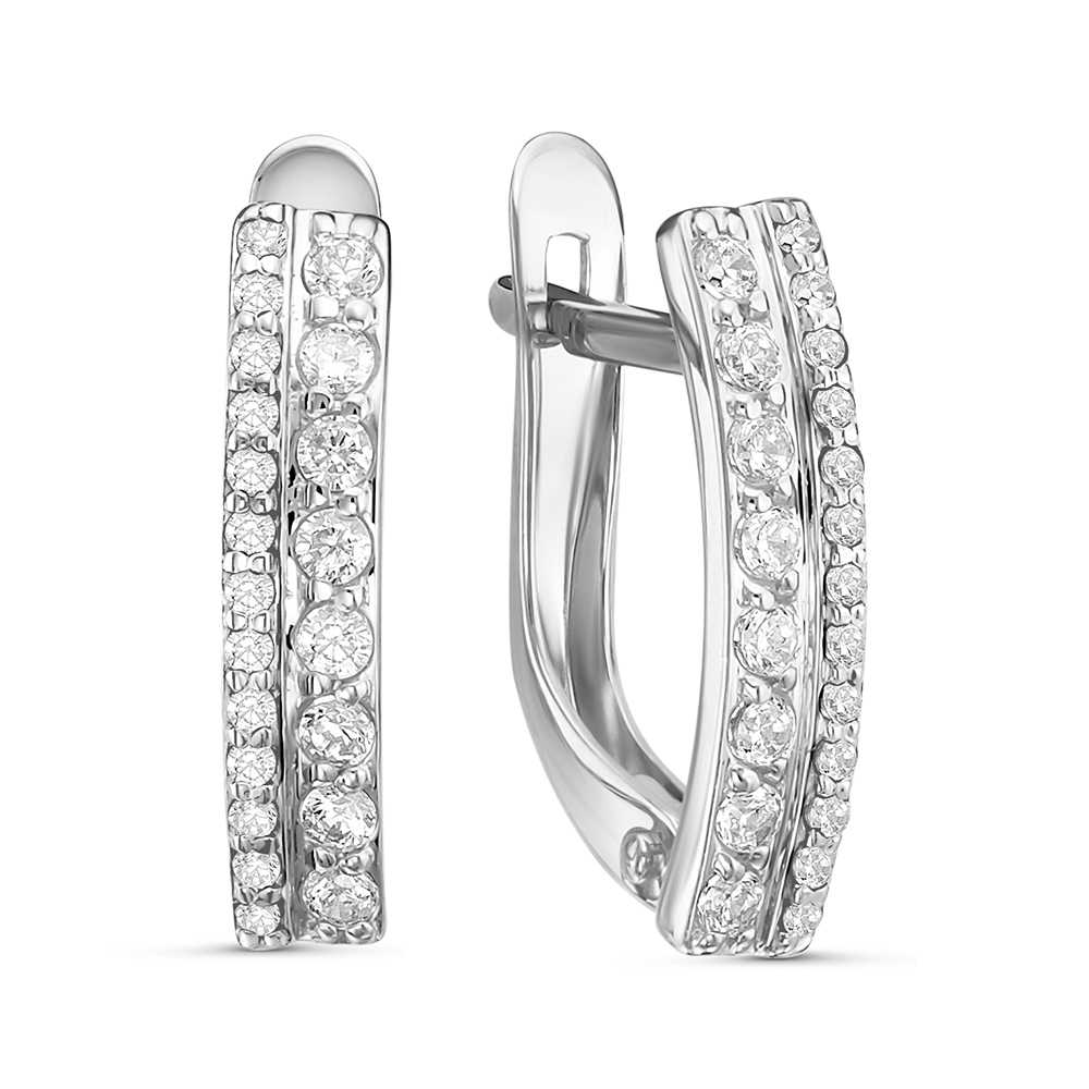 Серьги в серебре с фианитами