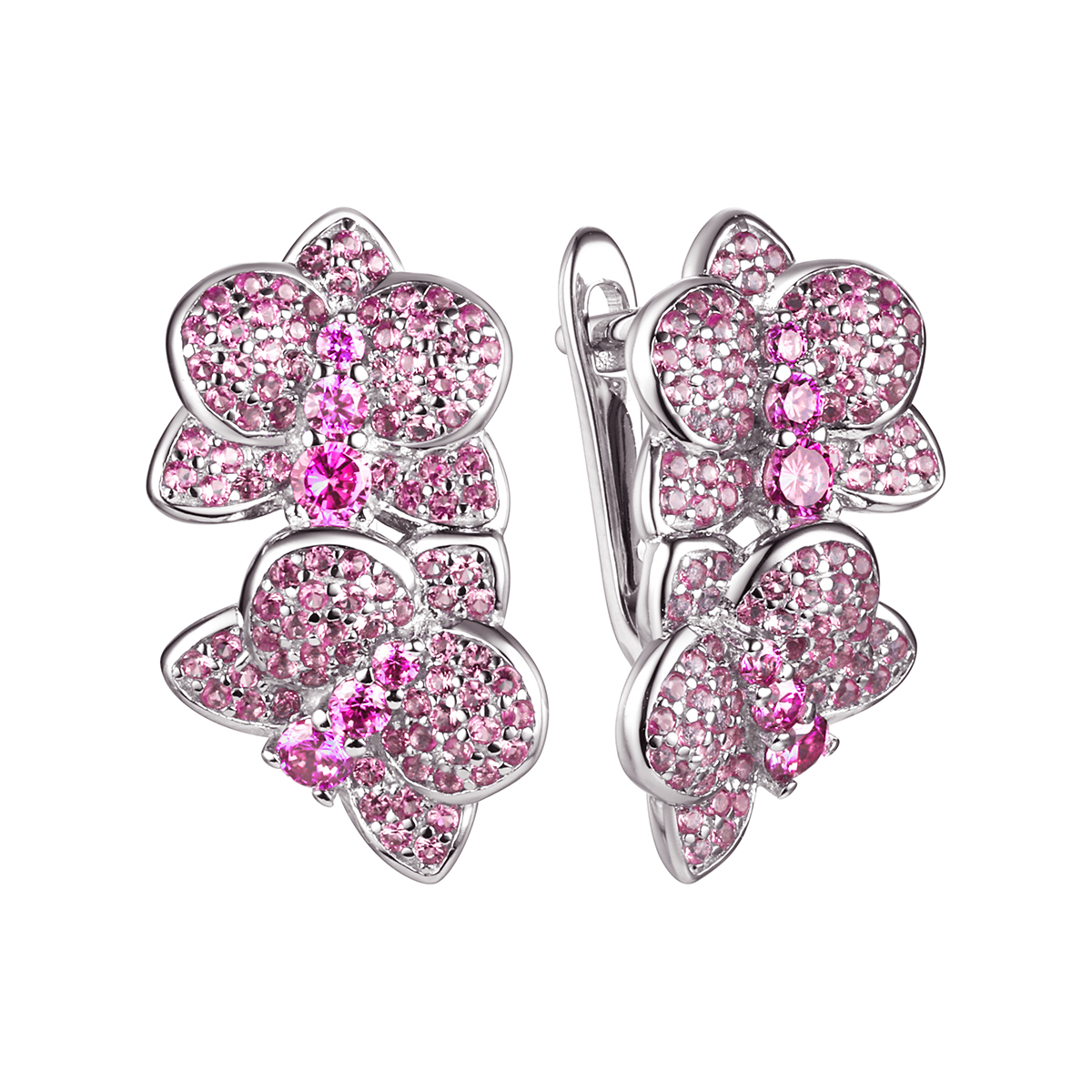 Серьги в серебре с фианитами