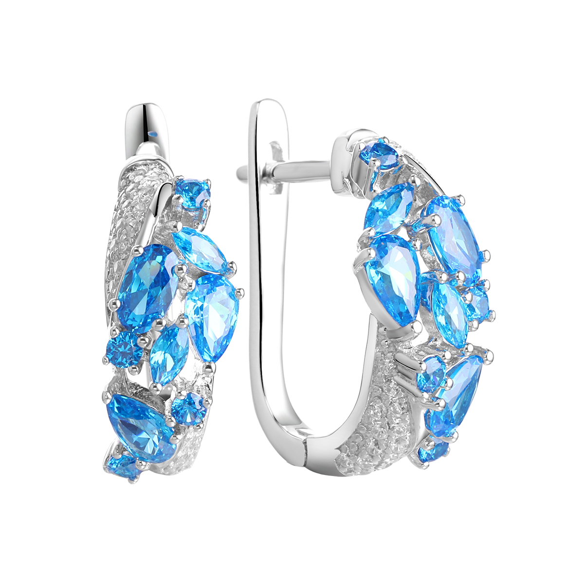 Серьги в серебре с фианитами