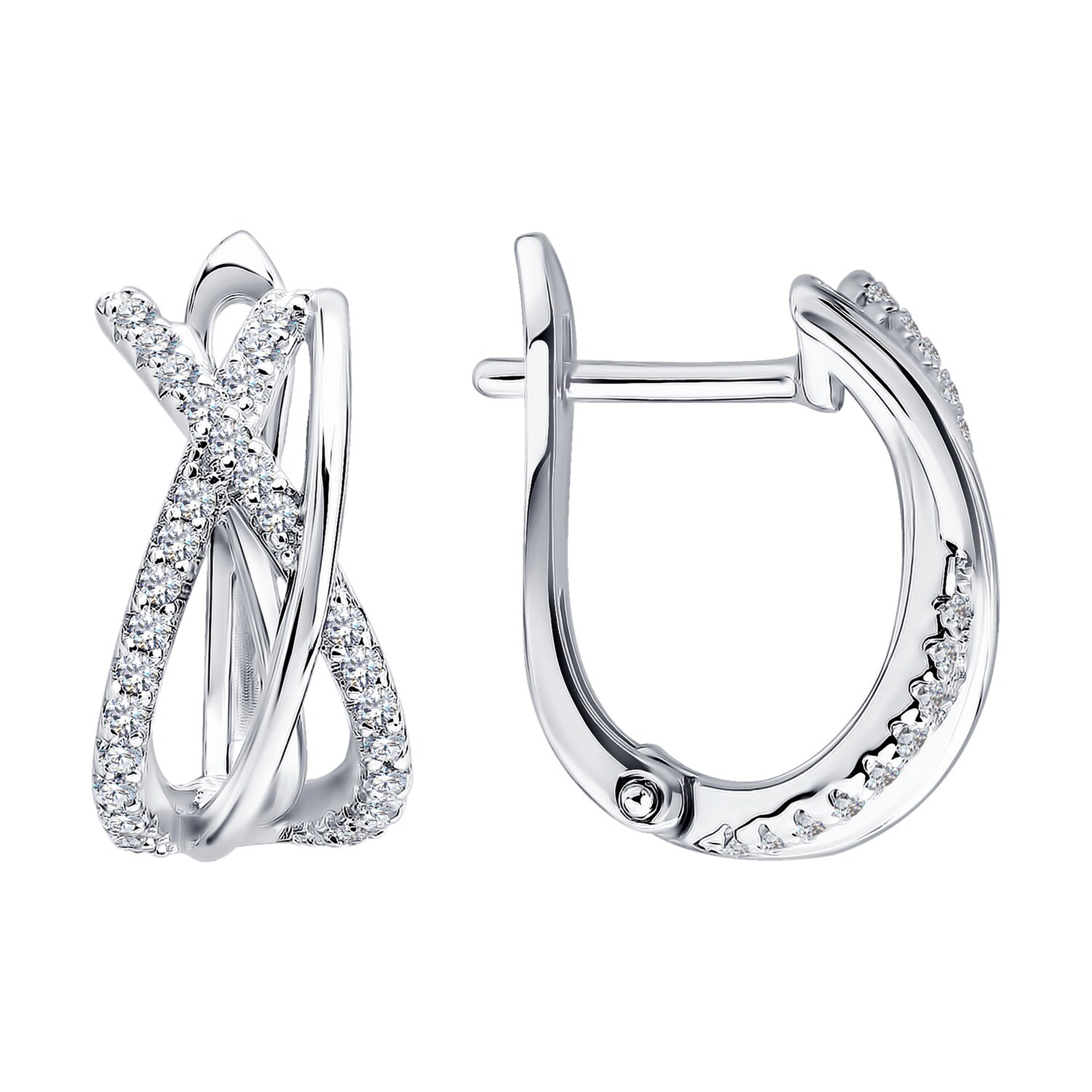 Серьги в серебре с фианитами