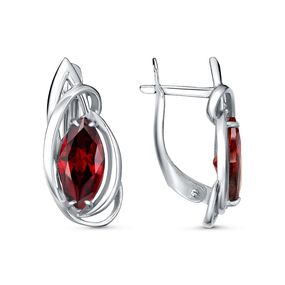 Серьги в серебре с фианитом